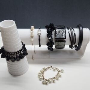 Black,Silver And Gold- Tone Bracelet Lot